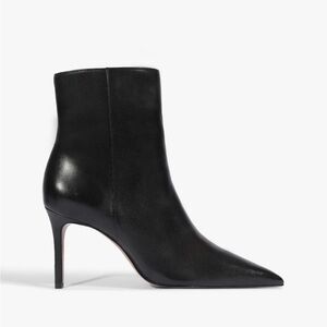 Black Pointed-Toe Leather Ankle Boot